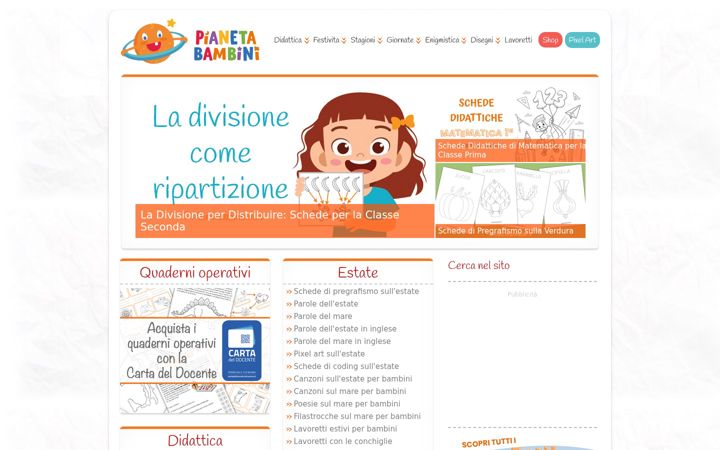 Screenshot of pianetabambini.it