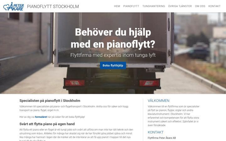 Screenshot of pianoflyttstockholm.com