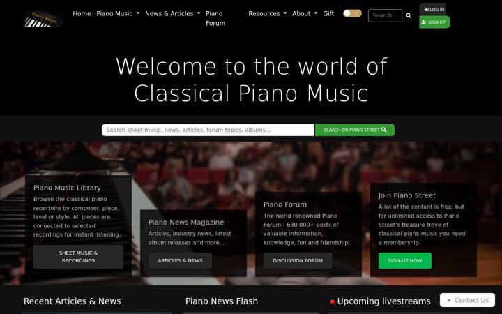Screenshot ta' pianostreet.com