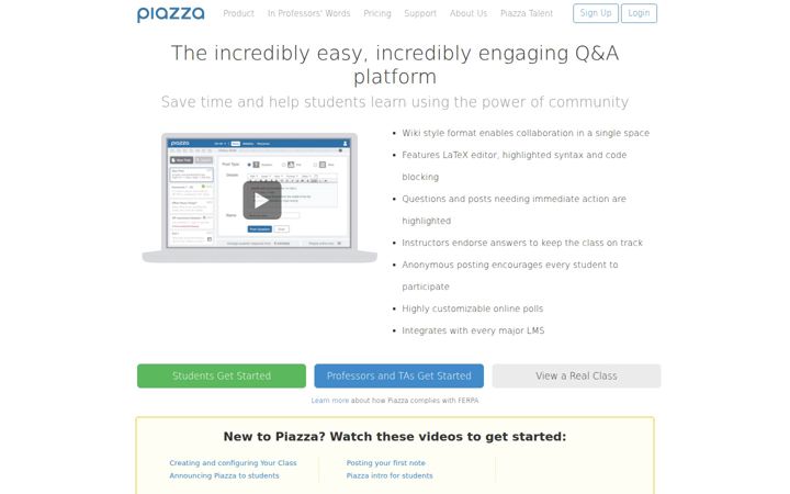 Screenshot of piazza.com