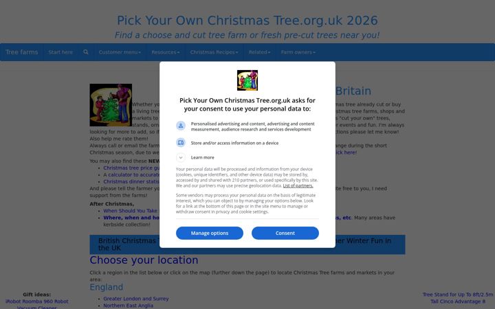 Screenshot of pickyourownchristmastree.org.uk