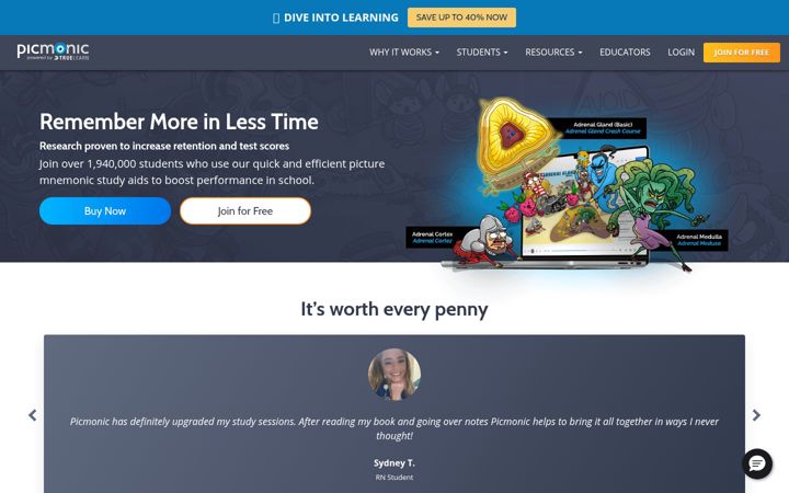Screenshot of picmonic.com