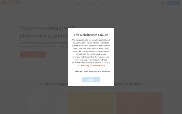 Screenshot van picmonkey.com