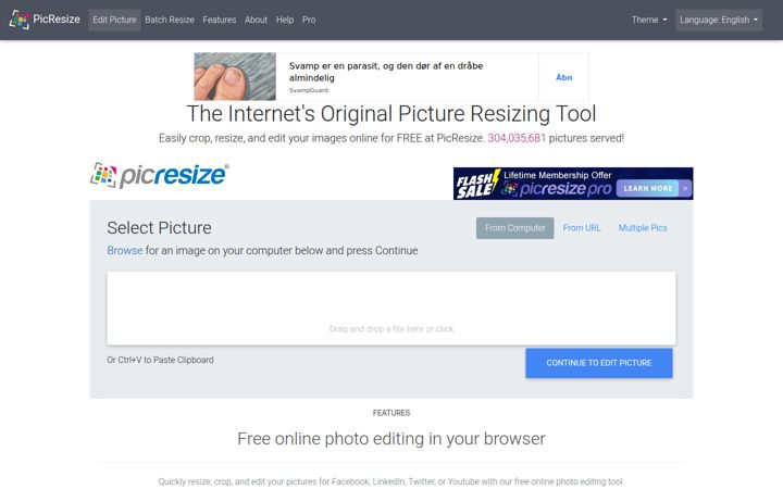 Screenshot van picresize.com