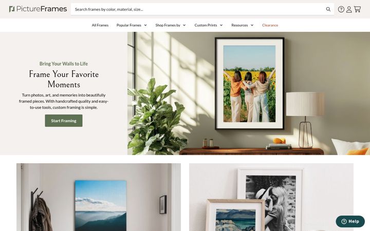 Screenshot von pictureframes.com