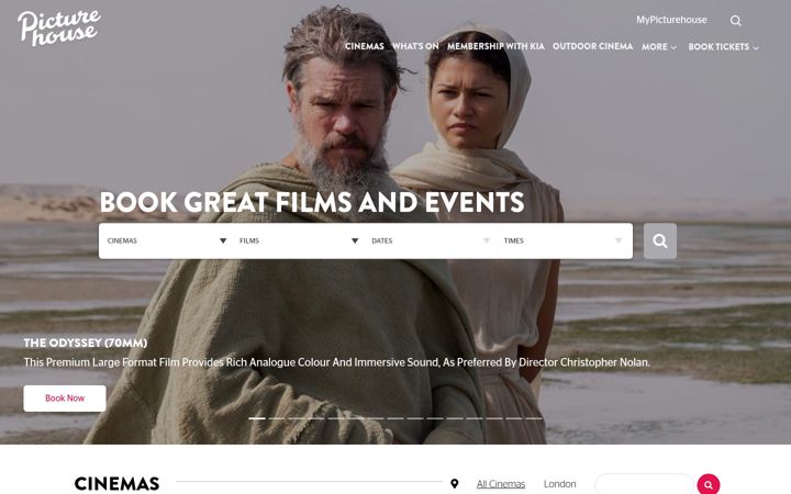 Screenshot of picturehouses.com