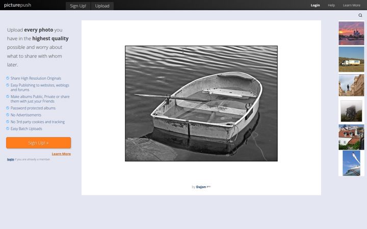 Skärmbild av picturepush.com