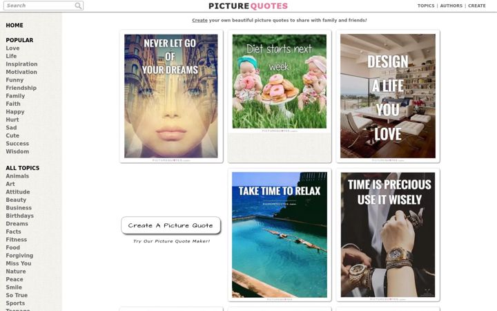 Screenshot of picturequotes.com
