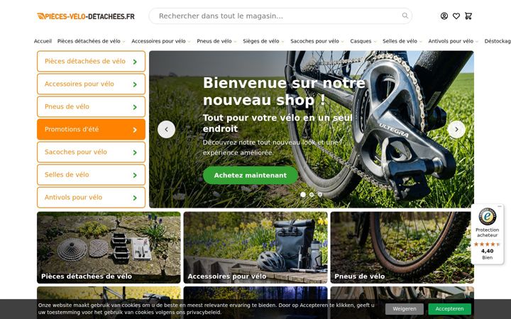 Képernyőkép: pieces-velo-detachees.fr