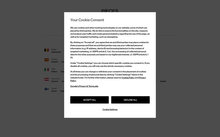 Screenshot of pieces.com