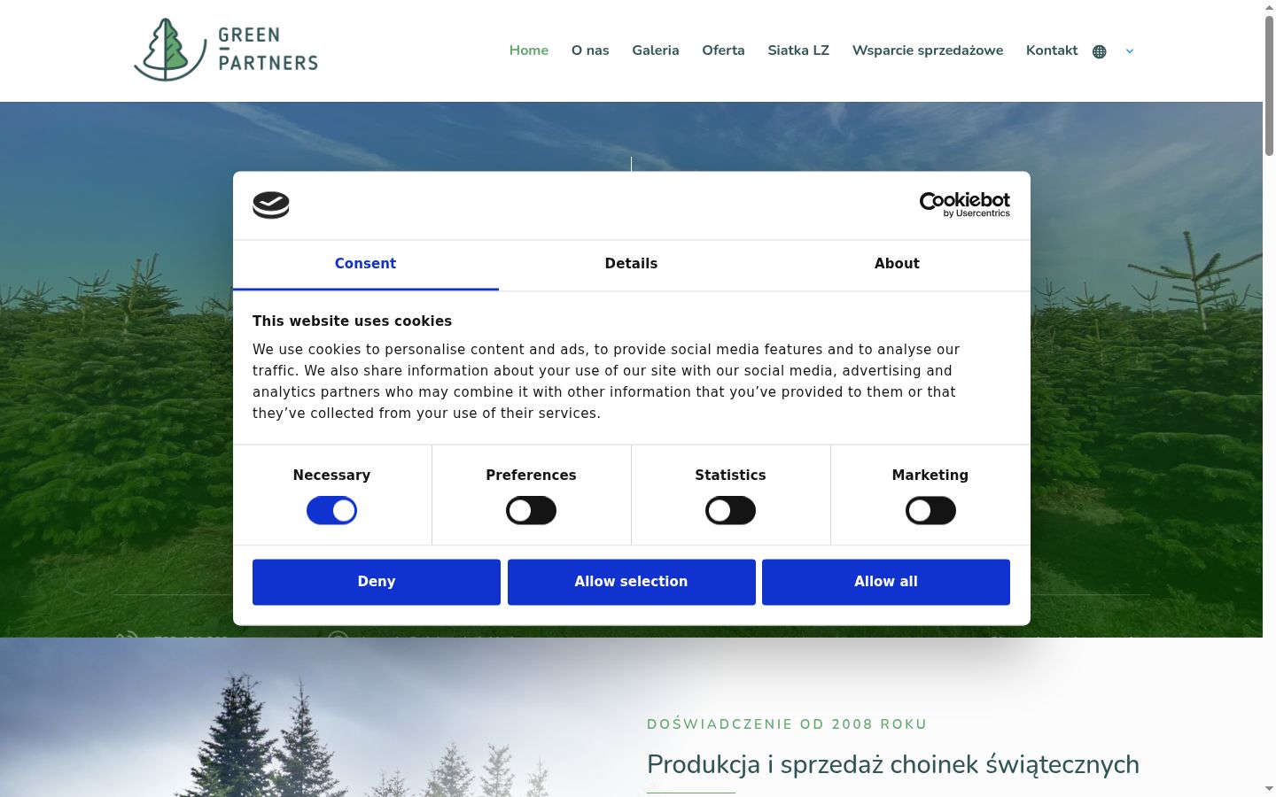 Screenshot des Einwilligungsbanners vor jeglicher Interaktion
