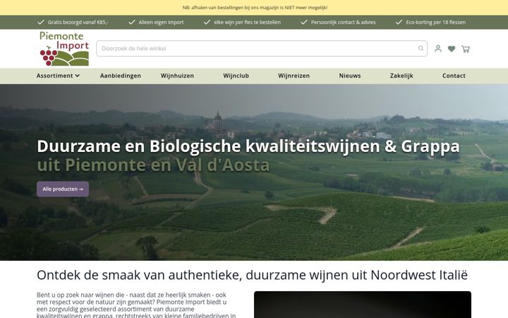Screenshot του piemonte-import.nl