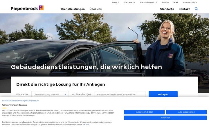 Screenshot of piepenbrock.de