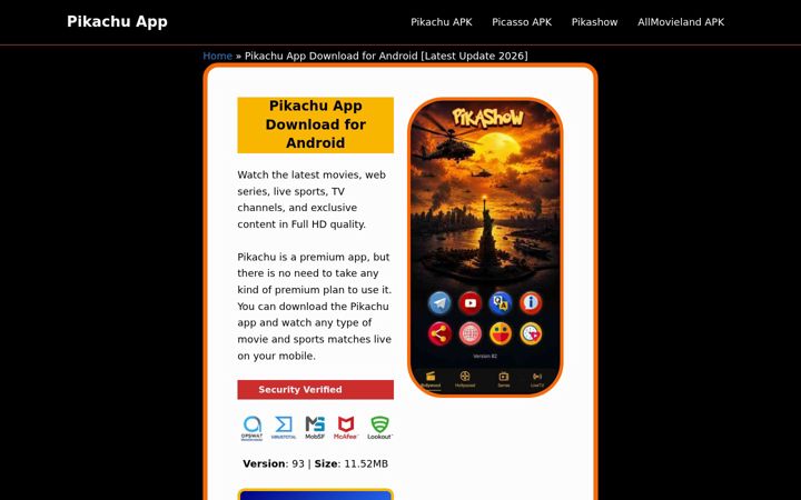 Screenshot von pikachuapp.in