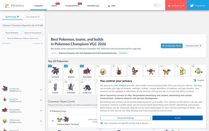 Screenshot of pikalytics.com