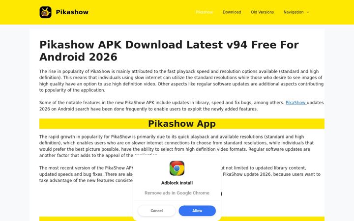 Екранна снимка на pikashowreal.com