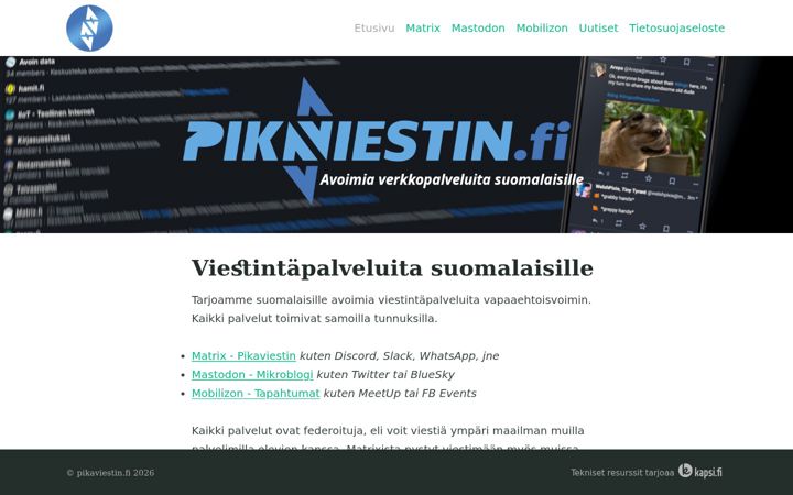 Screenshot of pikaviestin.fi