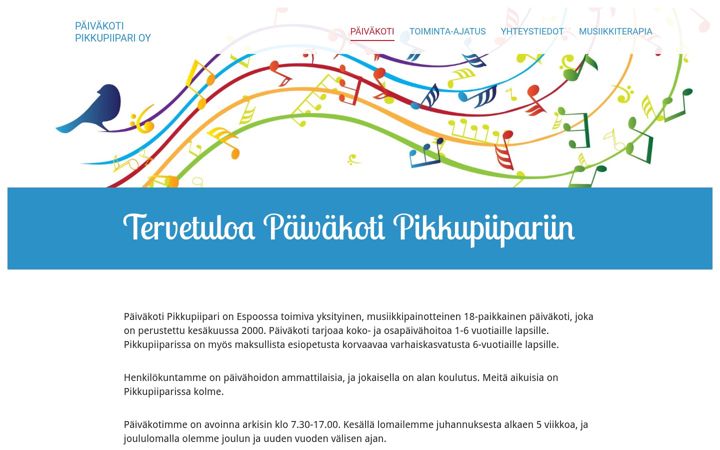 Posnetek zaslona pikkupiipari.com