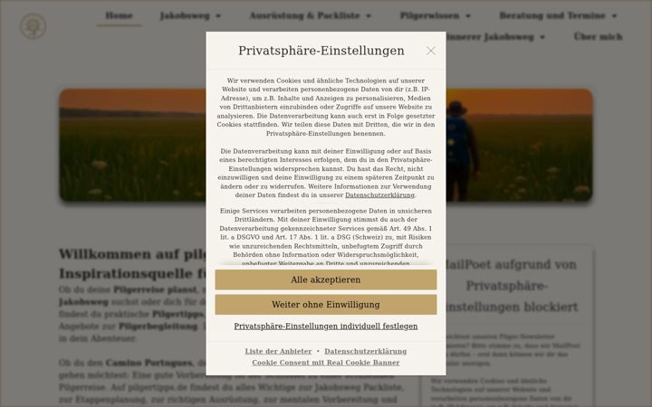Screenshot von pilgertipps.de