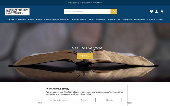 Zrzut ekranu pilgrimgifts.co.uk