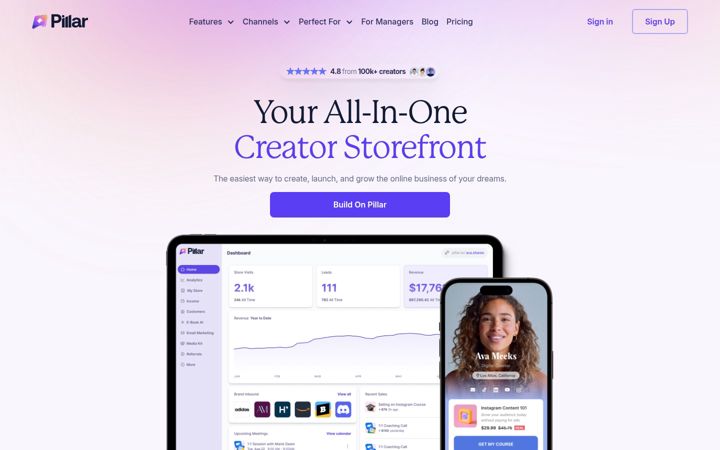 Screenshot of pillar.io