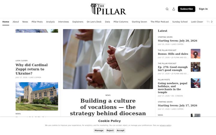 Screenshot of pillarcatholic.com