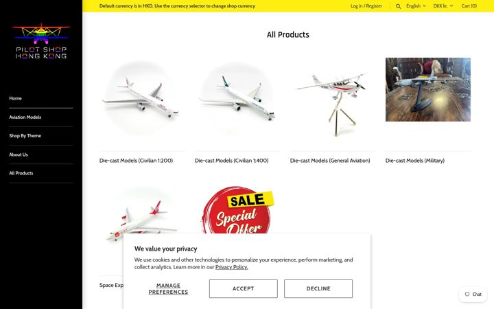 Screenshot of pilotshophk.com
