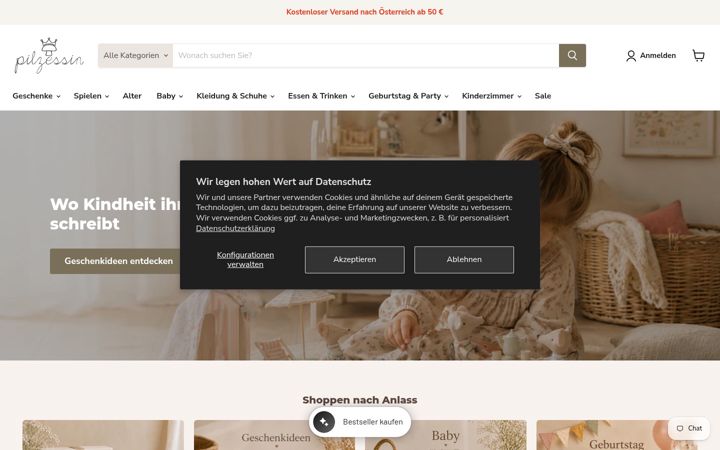 Screenshot of pilzessin.at