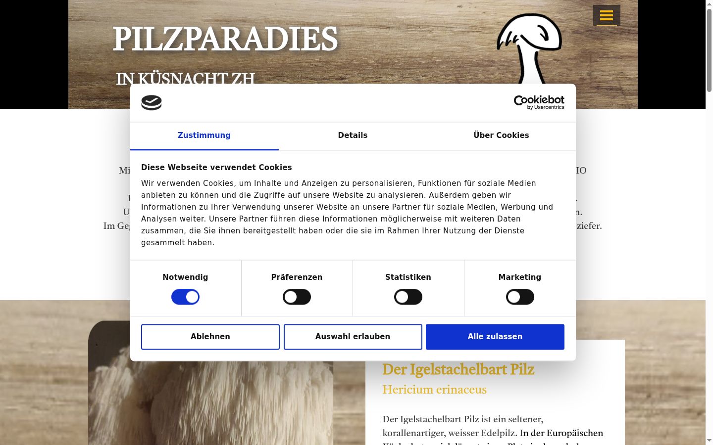 Captura de pantalla del banner de consentimiento mostrado antes de cualquier interacción