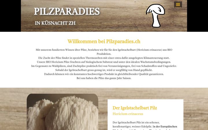 Screenshot of pilzparadies.ch