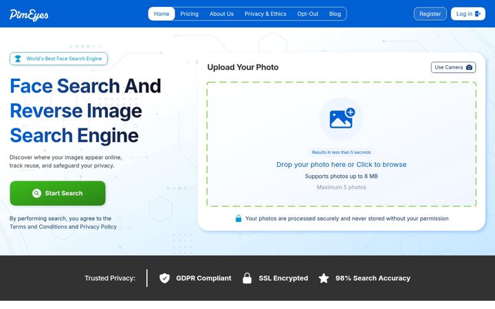 Screenshot von pimeyes.com