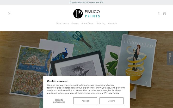 Snímek obrazovky pimlicoprints.com