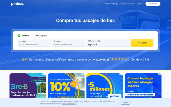 Screenshot of pinbus.com