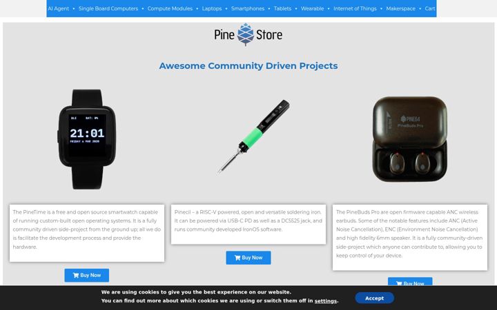 Screenshot of pine64.com