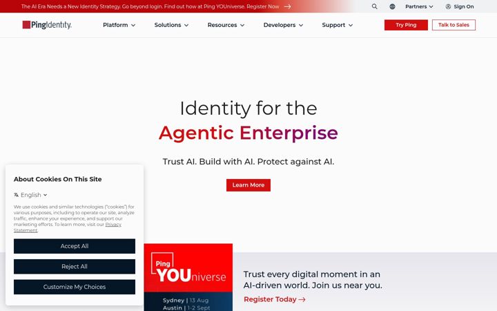 Ekrano kopija pingidentity.com