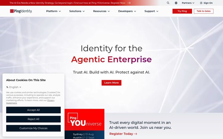 Screenshot of pingidentity.eu