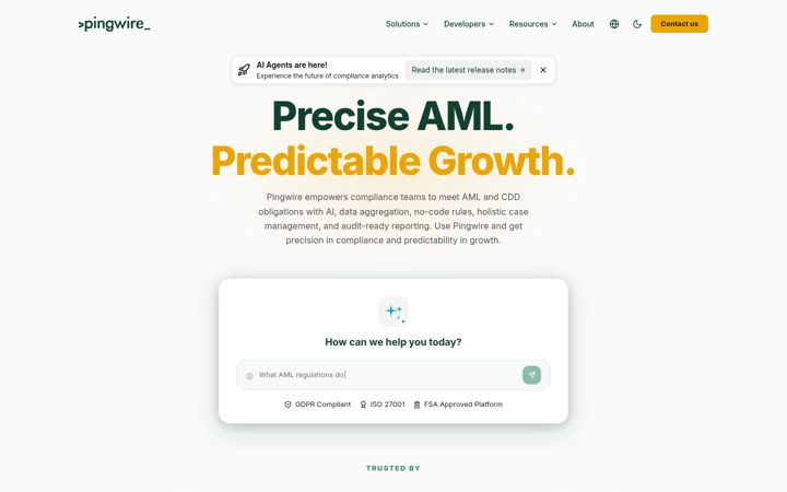Screenshot of pingwire.io