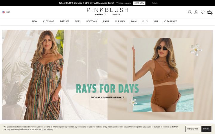 Screenshot of pinkblushmaternity.com