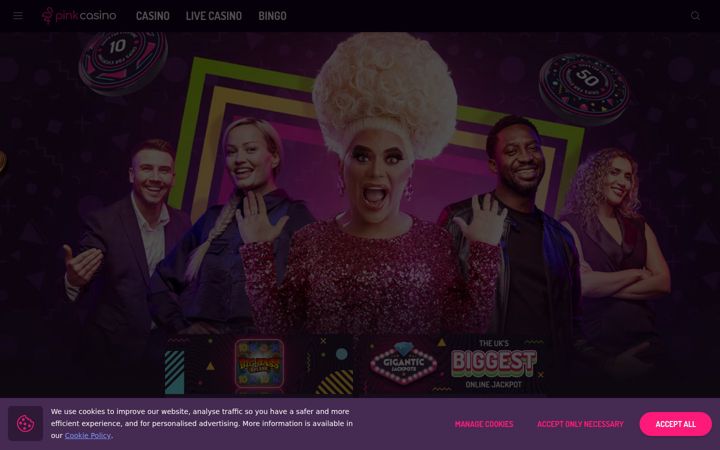 Captură de ecran a pinkcasino.co.uk