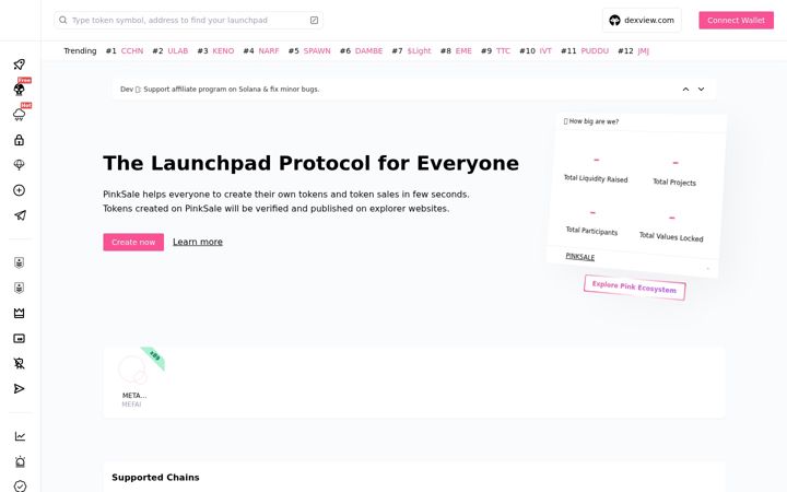 Screenshot of pinksale.finance