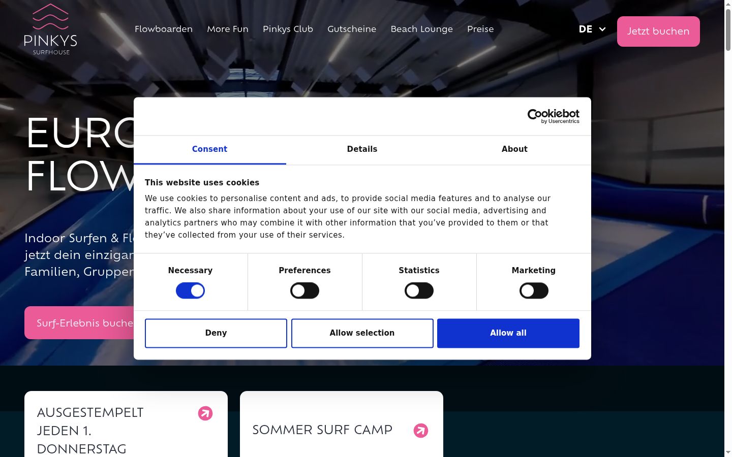 Screenshot του banner συγκατάθεσης που εμφανίστηκε πριν από οποιαδήποτε αλληλεπίδραση