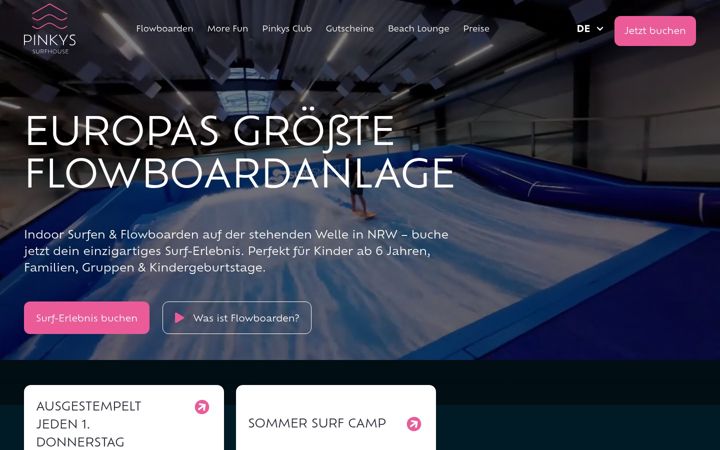 Screenshot of pinkyssurfhouse.de