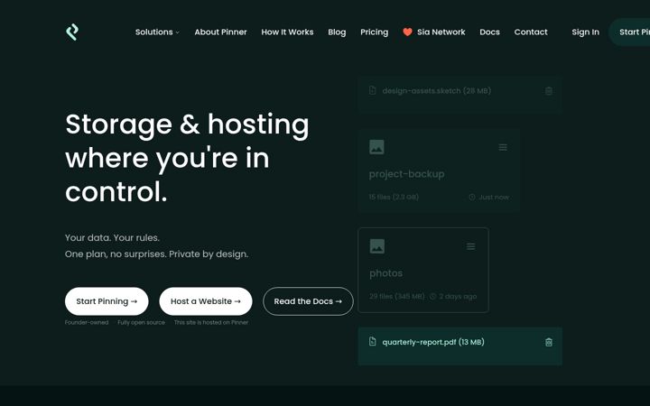 Screenshot of pinner.xyz