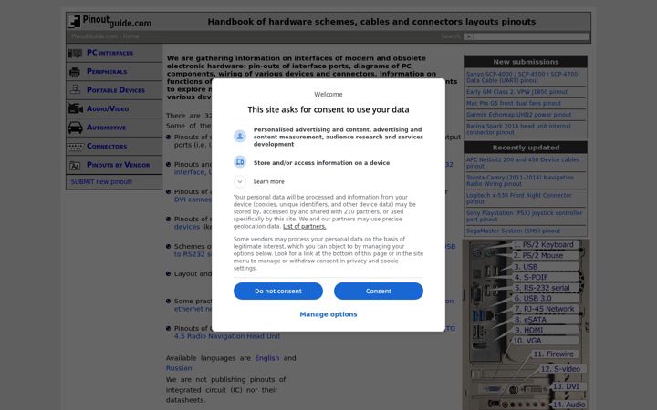Screenshot of pinoutguide.com