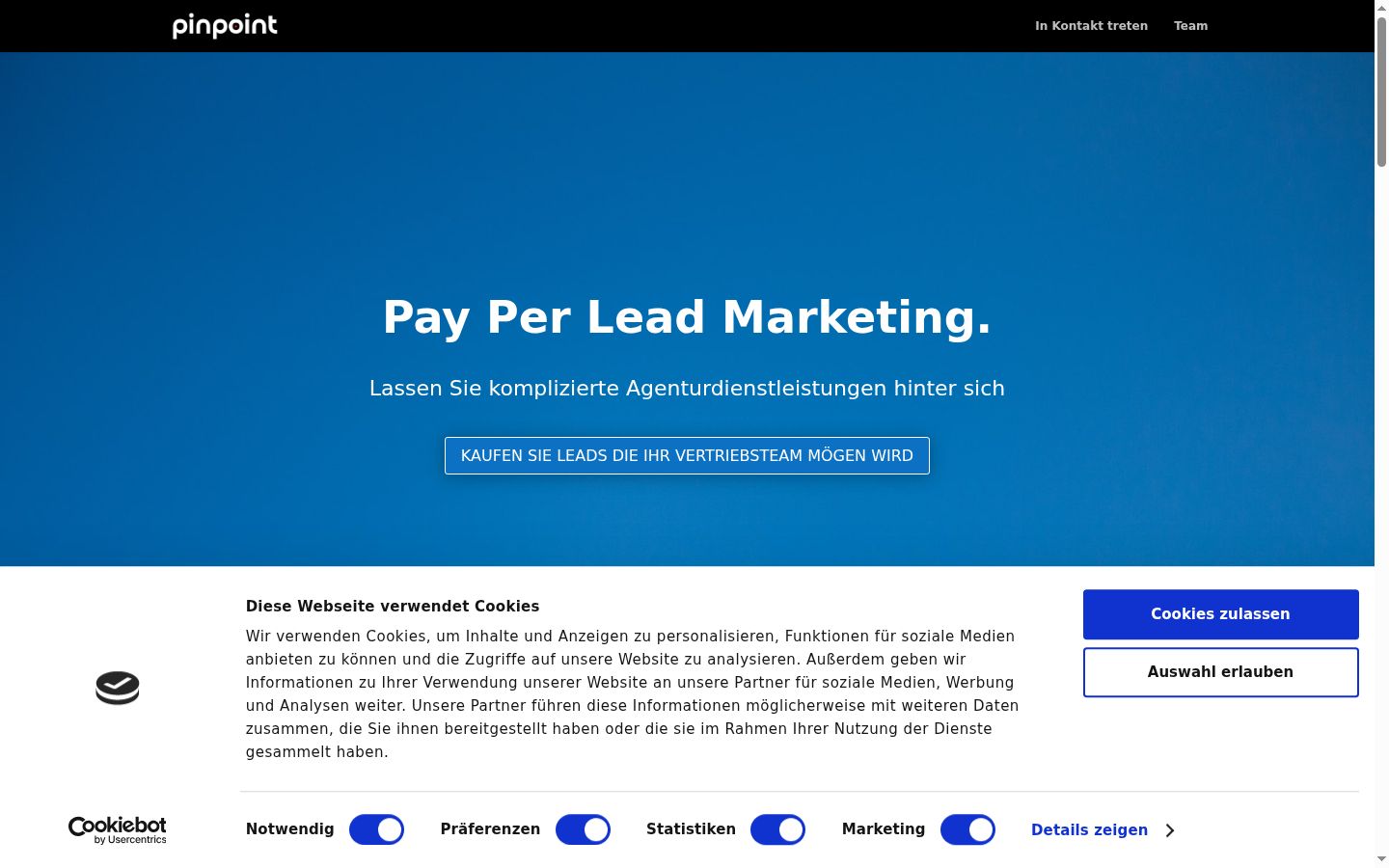 Screenshot del banner di consenso mostrato prima di qualsiasi interazione