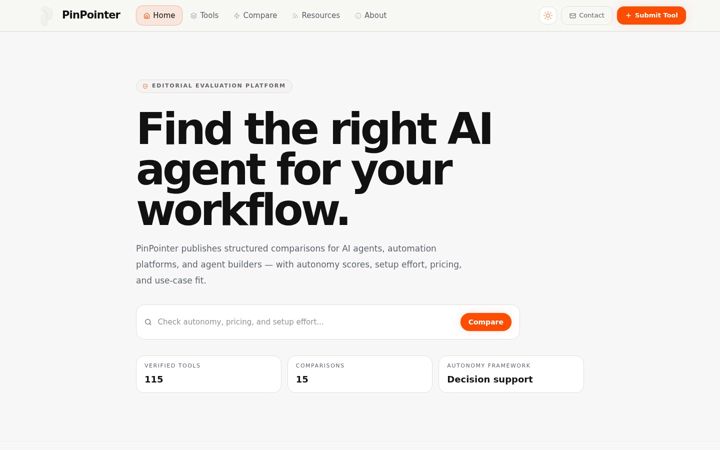 Screenshot of pinpointer.ai
