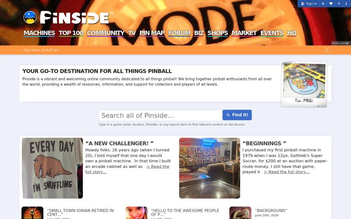 Screenshot stránky pinside.com
