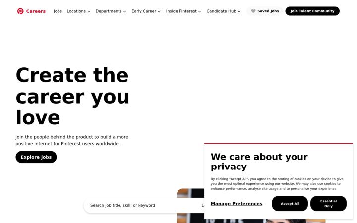 Screenshot of pinterestcareers.com