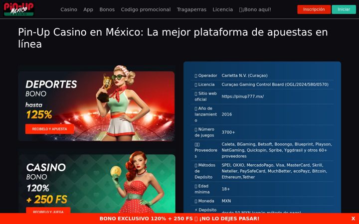 Screenshot of pinup777.mx
