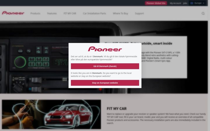 Screenshot of pioneer.eu